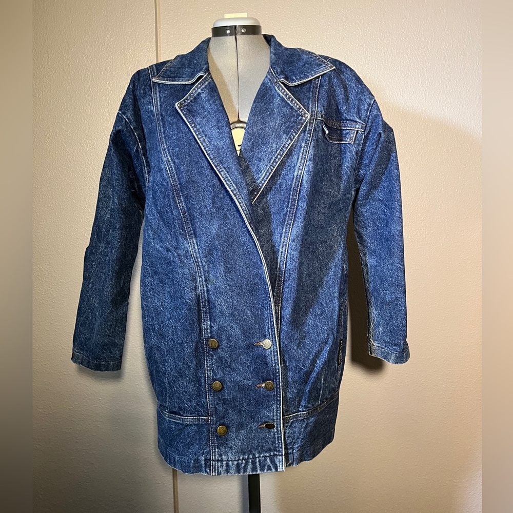 Rocky Mountain Jeans Denim Duster Jacket 90s EUC size M to L Made in USA